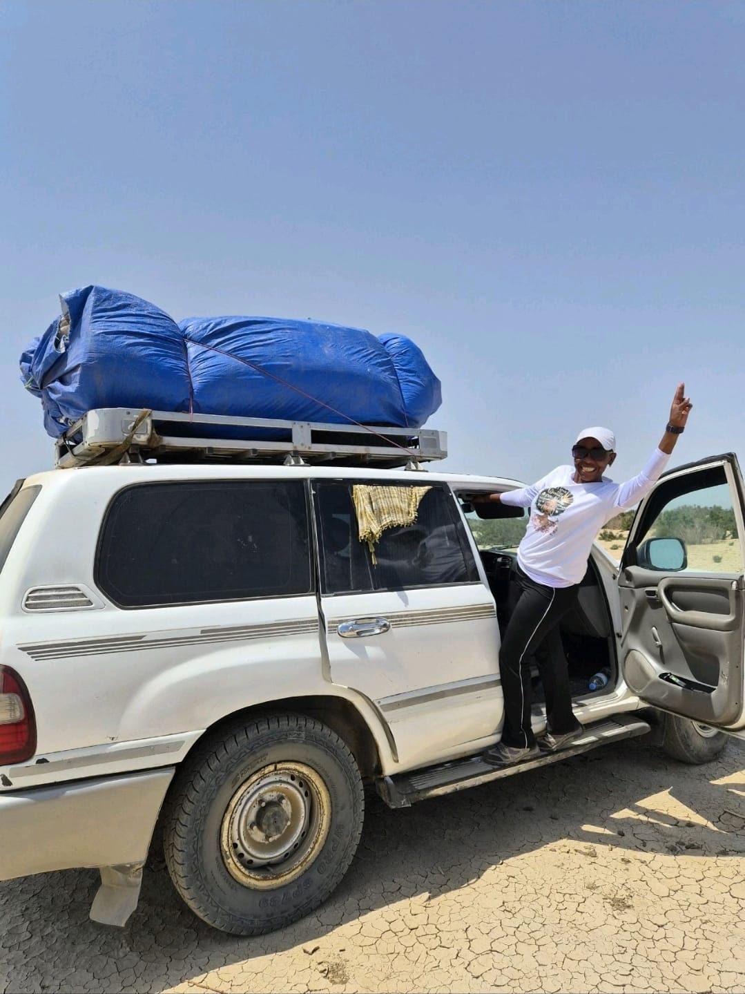 Out on the cracked salt flats near Lake Asale in the Danakil Depression