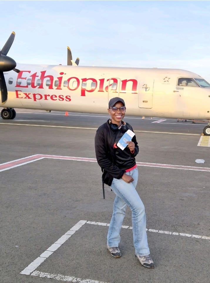 Boarding the Ethiopian Express flight from Addis Ababa to Semera